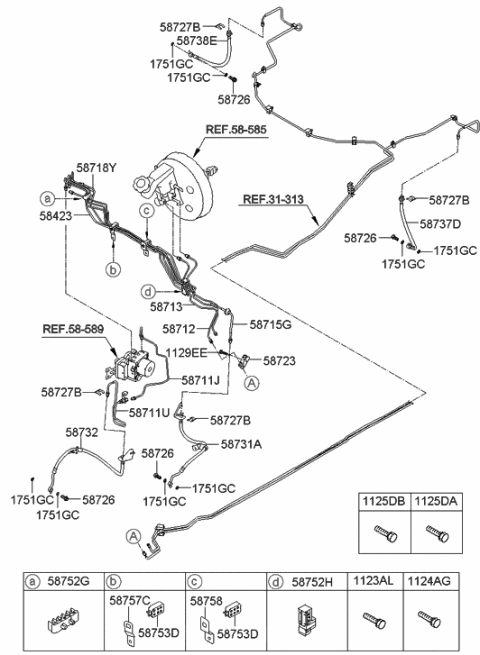 2022 Hyundai Genesis G90 Tube-Master Cylinder To Hydraulic Unit, Sec Diagram for 587182S200