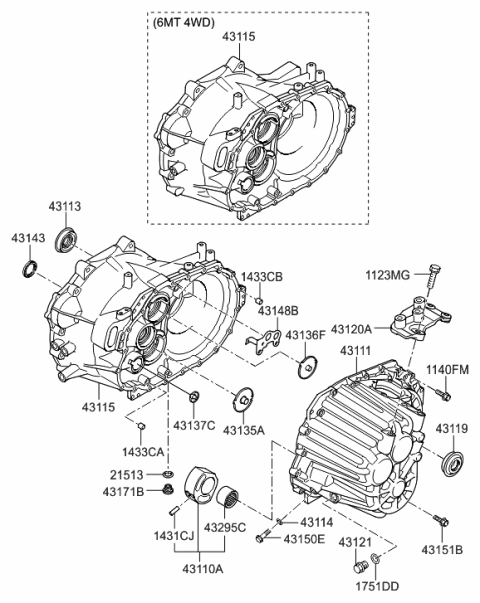 2022 Hyundai Kona  Case-Manual Transmission Diagram for 4311139501