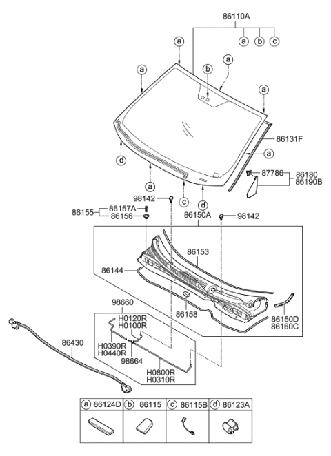 2022 Hyundai Kona Electric  Pad-Cowl Top Cover, Front Diagram for 861592S000