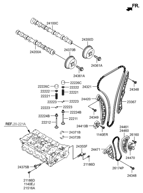 2022 Hyundai Kona  Tensioner Arm Assembly Diagram for 2442025002