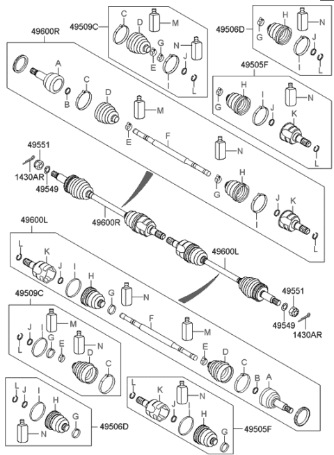 2022 Hyundai Kona  Shaft Assembly-Drive Rear, RH Diagram for 496012S000