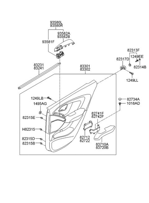2021 Hyundai Palisade  Weatherstrip-Rear Door Belt Inside LH Diagram for 832312S000