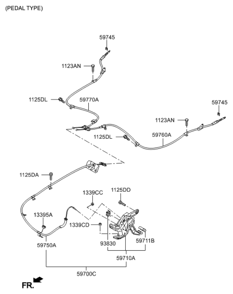 2022 Hyundai Kona Electric  Cable Assembly-Parking Brake, RH Diagram for 597702S200