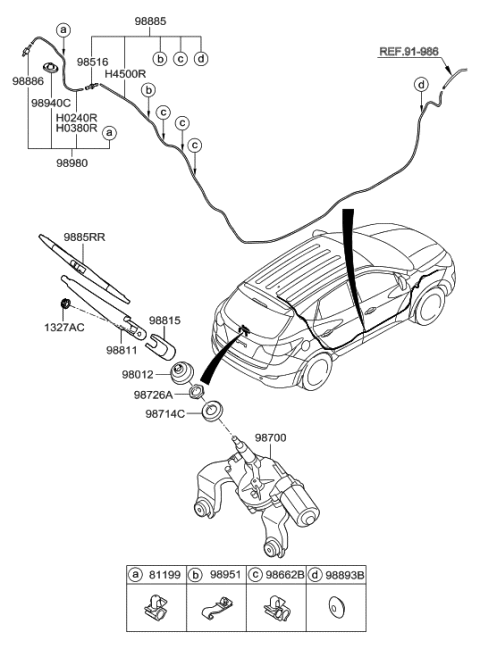 2022 Hyundai Kona  Cap-Rear Wiper Arm Diagram for 988121H000