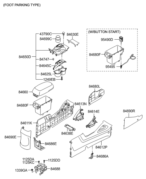 2022 Hyundai Genesis G90  Supplement-Cup Holder Diagram for 846992S000TAN