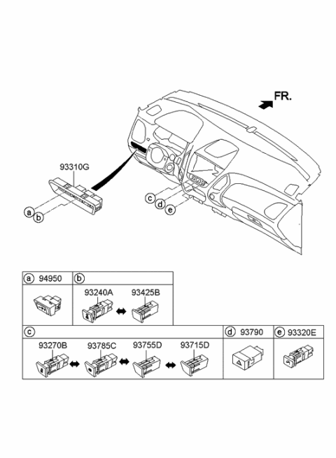 2022 Hyundai Kona Electric Blanking-Esp Switch Diagram for 937552S100BLH
