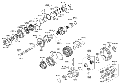 2014 Hyundai Genesis Carrier Assembly-Output Planet Diagram for 458903A500