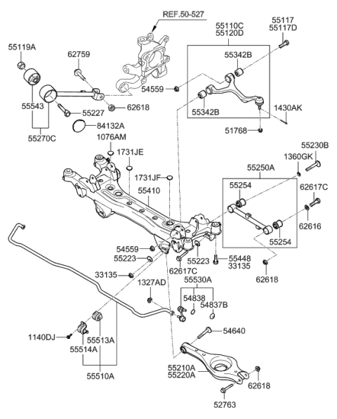 2014 Hyundai Genesis  Bar Assembly-Rear Stabilizer Diagram for 555103K000