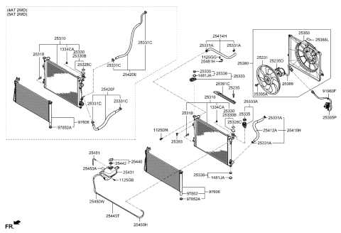 2014 Hyundai Genesis  Radiator Assembly Diagram for 253103K080