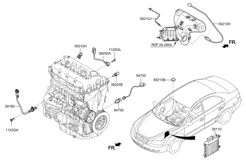2014 Hyundai Genesis  Sensor Assembly-Knock Diagram for 3925025200
