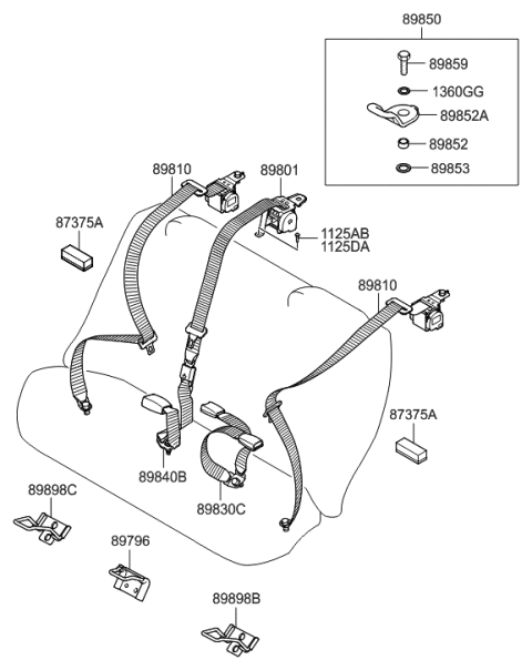 2014 Hyundai Genesis Retainer-Washer Diagram for 8985329000