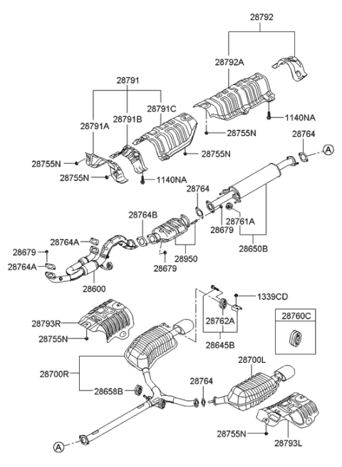 2014 Hyundai Genesis Hanger Diagram for 287613K000