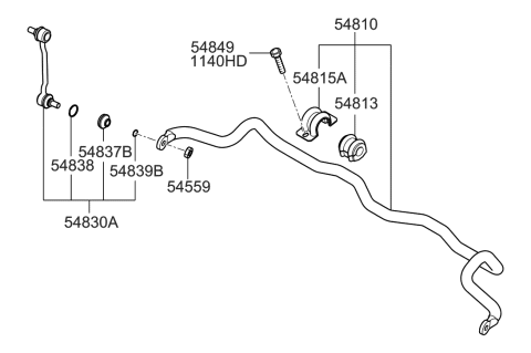 2014 Hyundai Genesis  Bar Assembly-Front Stabilizer Diagram for 548103K000