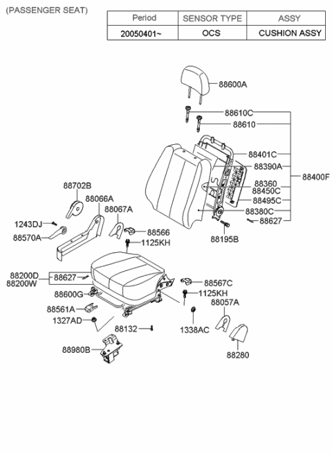 2014 Hyundai Genesis Cushion Assembly-Front Seat, Passenger Diagram for 882000A905CHL