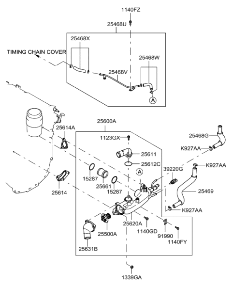 2014 Hyundai Genesis  Gasket-Thermostat Housing Diagram for 2564025000
