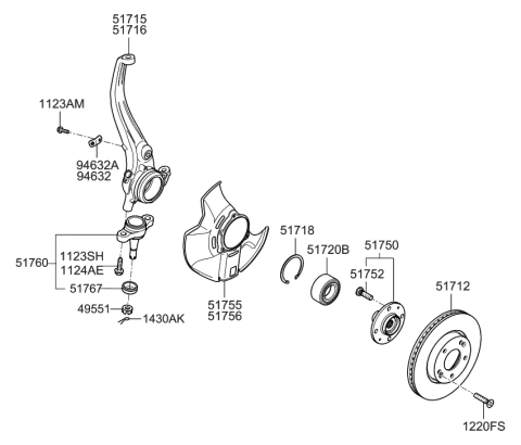 2014 Hyundai Genesis  Disc-Front Wheel Brake Diagram for 517123K010