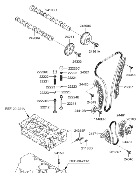 2014 Hyundai Genesis  Bolt-Timing Diagram for 2434825000