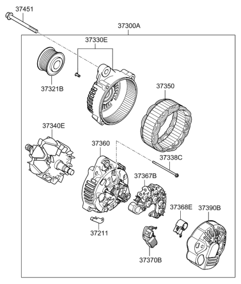 2014 Hyundai Genesis  Frame Assembly-Generator, Front Diagram for 3733025310