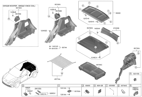 1993 Hyundai Elantra Lens-Cargo Lamp Diagram for 92611B2000