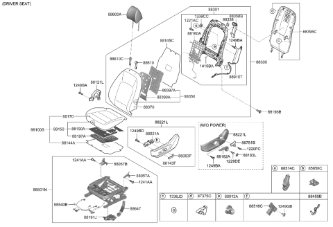 2001 Hyundai XG300  Knob-Front Seat Recliner, LH Diagram for 88194F2000TRY