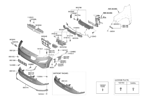 2001 Hyundai XG300  Bumper Lip, Front Diagram for 86567K4000