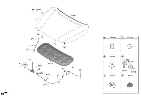 2001 Hyundai XG300 Bracket-Hood Release Cable Mounting Diagram for 64158J9000