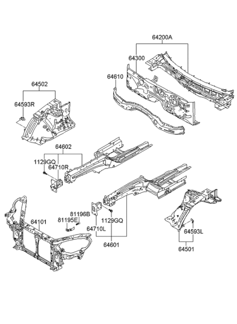 2015 Hyundai Elantra GT Carrier Assembly-Front End Module Diagram for 641012M500