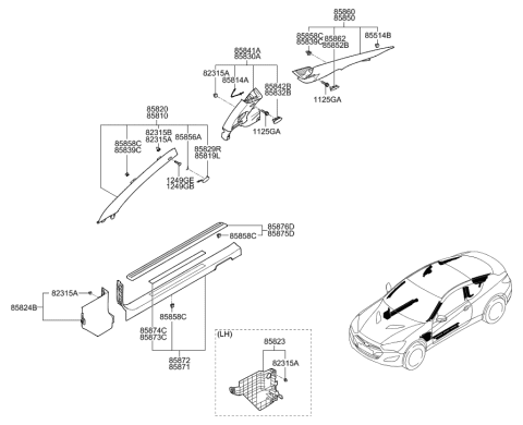 2015 Hyundai Elantra GT Cover-Front Pillar Blank G LH Diagram for 858192M6009P