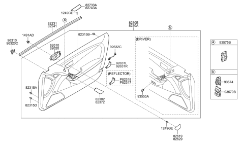 2017 Hyundai Elantra GT  Reflector-Front Door, RH Diagram for 926412M510