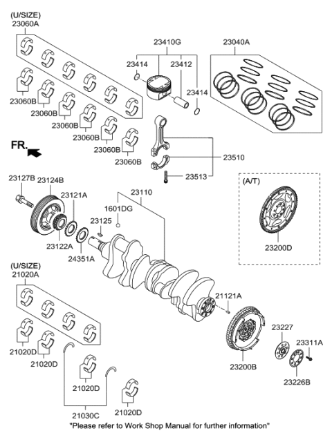 2016 Hyundai Elantra GT  Bearing Pair Set-Crank shaft Diagram for 210203C400