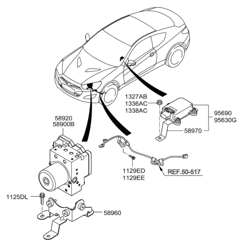 2016 Hyundai Elantra GT Sensor Assembly-Yaw Rate&G Diagram for 956902M600