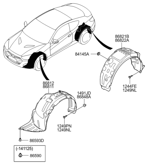 2014 Hyundai Elantra GT  Guard Assembly-Rear Wheel, RH Diagram for 868222M500