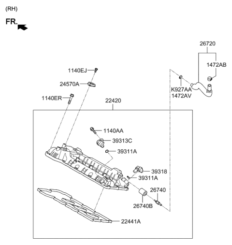 2017 Hyundai Elantra GT  Gasket-Rocker Cover, RH Diagram for 224413CGA1