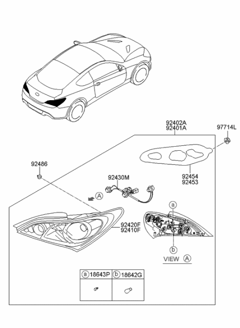 2014 Hyundai Elantra GT  Lamp Holder And Wiring Assembly Diagram for 924302M550