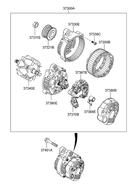 2016 Hyundai Elantra GT  Pulley-Generator Diagram for 3732139406