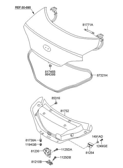 2016 Hyundai Elantra GT  LIFTER-Trunk Lid Diagram for 817712M000