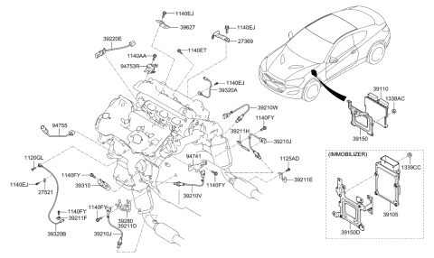 2014 Hyundai Elantra GT  Extension Wire-Oil Pressure Sensor Diagram for 947553C700
