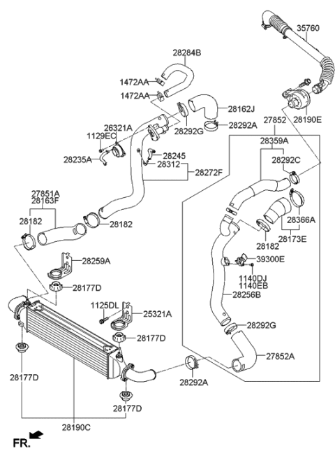 2014 Hyundai Elantra GT  Hose-INTERCOOLER Inlet B Diagram for 282832C101