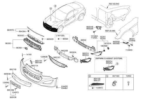 2019 Hyundai Elantra  Front Bumper Grille License Plate Moulding Diagram for 865192M310
