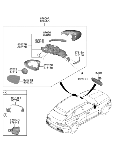 2009 Hyundai Azera  ACTUATOR Assembly-O/S Mir, LH Diagram for 87612F6000