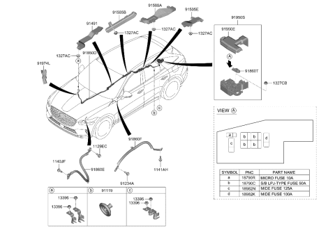 2010 Hyundai Azera Battery Cable Terminal End Diagram for 919803X010
