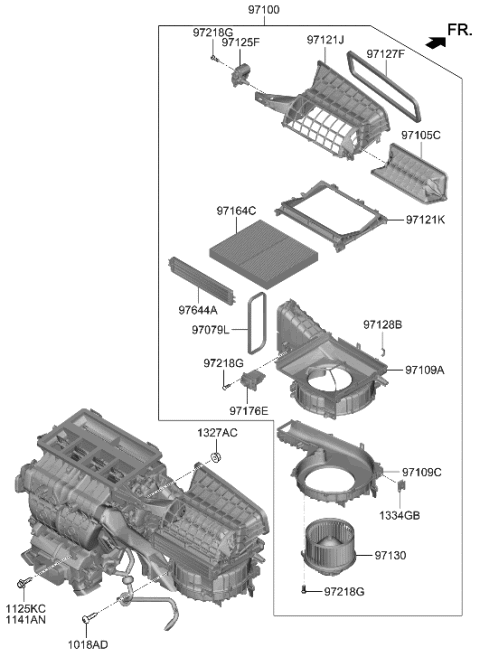 2009 Hyundai Azera  Fan & Motor Assembly Diagram for 97113D2000