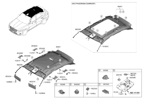 2009 Hyundai Azera  CLIP-TRIM MTG Diagram for 85459G8000