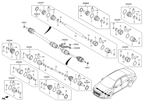 2021 Hyundai Elantra  Shaft Assembly-Drive, LH Diagram for 49500E6000