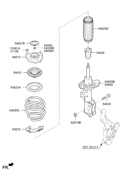 2021 Hyundai Elantra  Strut Assembly, Front, Left Diagram for 54650E6855