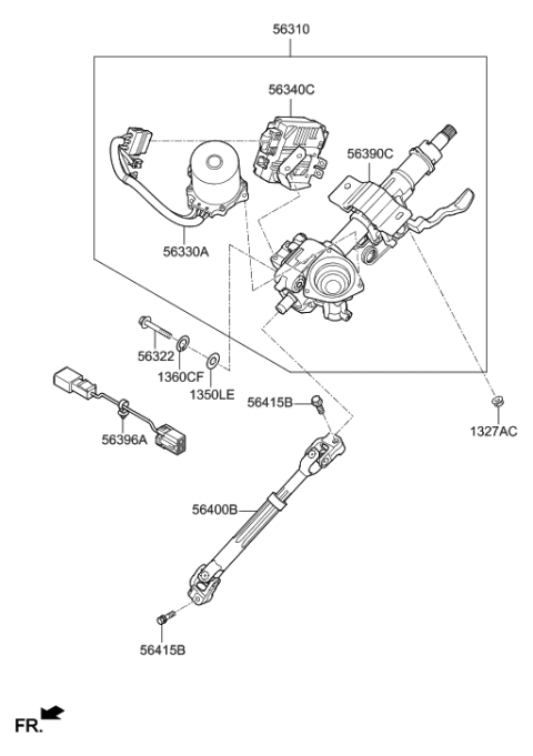 2021 Hyundai Elantra Column Assembly-Upper Diagram for 56310E6700