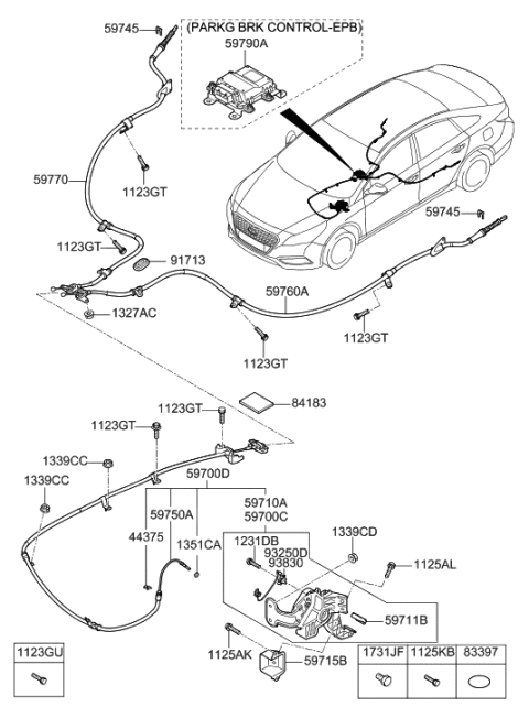 2021 Hyundai Elantra Clip-Parking Cable Diagram for 597823F000