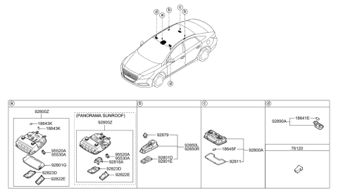 2021 Hyundai Elantra Rear Personal Lamp Assembly, Right Diagram for 92880D3000TTX