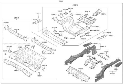 2021 Hyundai Elantra Panel Assembly-Rear Floor Rear Complete Diagram for 65530E6000