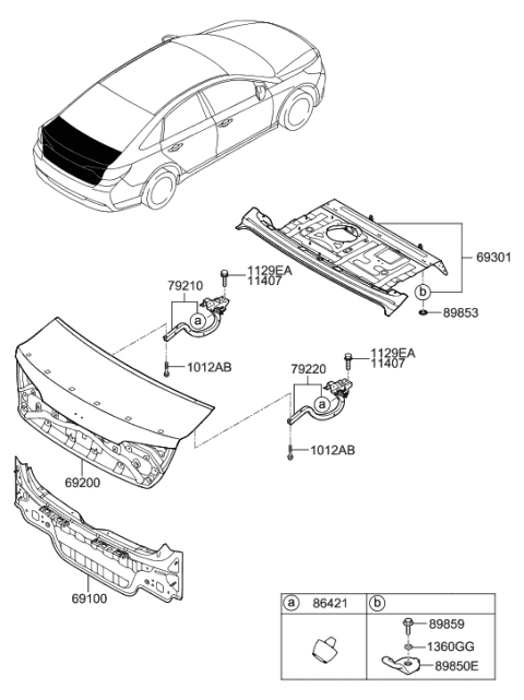 2021 Hyundai Elantra Bumper-Trunk Lid Hinge Stop Diagram for 86421C1000